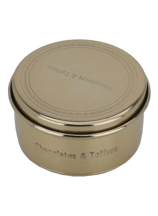 Alsaif Steel Box 11 Cm Round With Lid Gold  - Image 2
