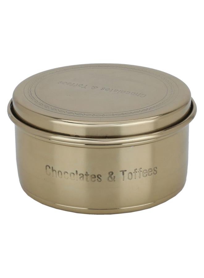 Alsaif Steel Box 11 Cm Round With Lid Gold  - Image 1