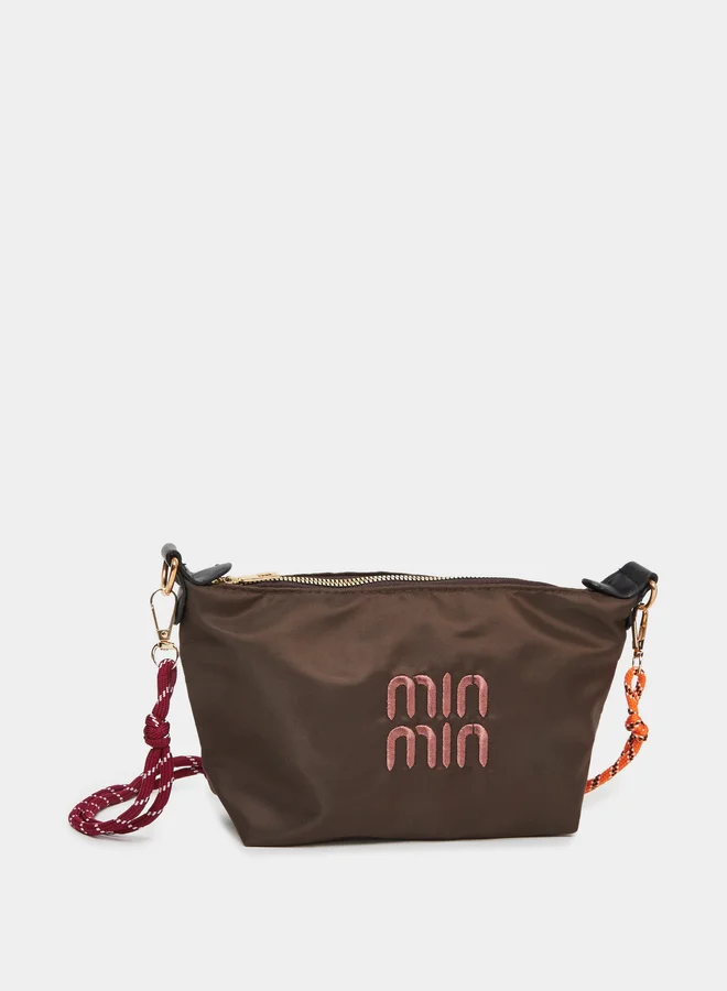 Styli Min Min Embroidered Crossbody Bag with Zip Closure