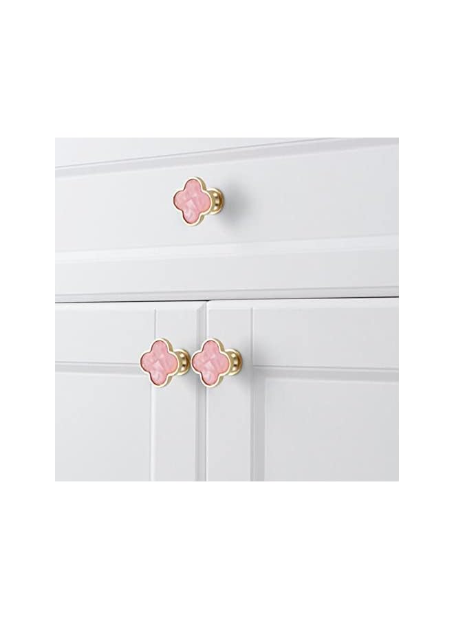 PROMASS promass 6 Pcs Clover Knobs Dresser Cabinets Kitchen Cupboard Pulls Drawer Wardrobe Shoe Cabinet Jewelry Box Pulls Furniture Coffee Table Single Hole Door Handles(Pink)  - Image 4