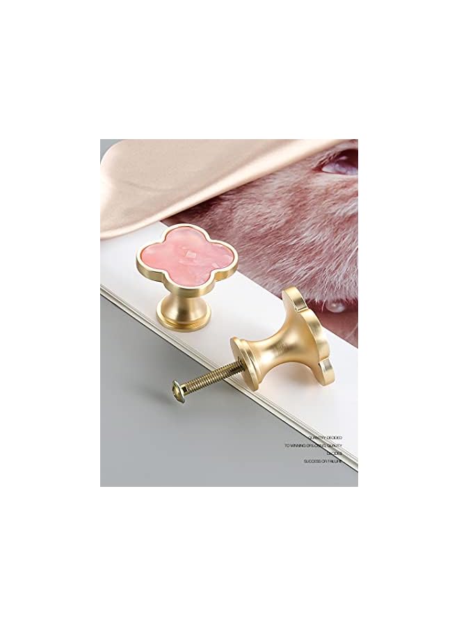PROMASS promass 6 Pcs Clover Knobs Dresser Cabinets Kitchen Cupboard Pulls Drawer Wardrobe Shoe Cabinet Jewelry Box Pulls Furniture Coffee Table Single Hole Door Handles(Pink)  - Image 3