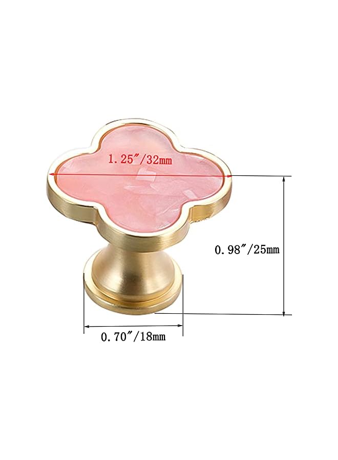 PROMASS promass 6 Pcs Clover Knobs Dresser Cabinets Kitchen Cupboard Pulls Drawer Wardrobe Shoe Cabinet Jewelry Box Pulls Furniture Coffee Table Single Hole Door Handles(Pink)  - Image 2