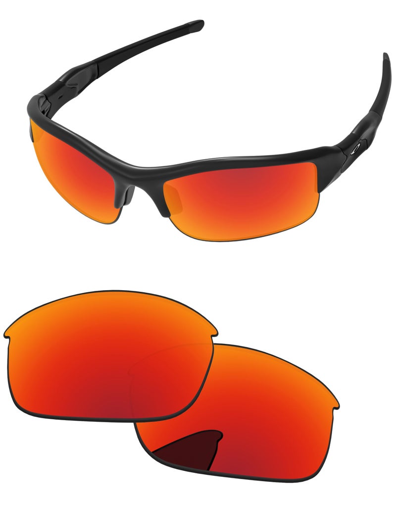 PapaViva Replacement Lenses for Oakley Flak Jacket OO9008 63mm Sunglass Fire Red Nonpolarized - Image 2
