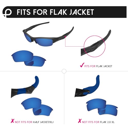 PapaViva Replacement Lenses for Oakley Flak Jacket OO9008 63mm Sunglass Fire Red Nonpolarized - Image 3
