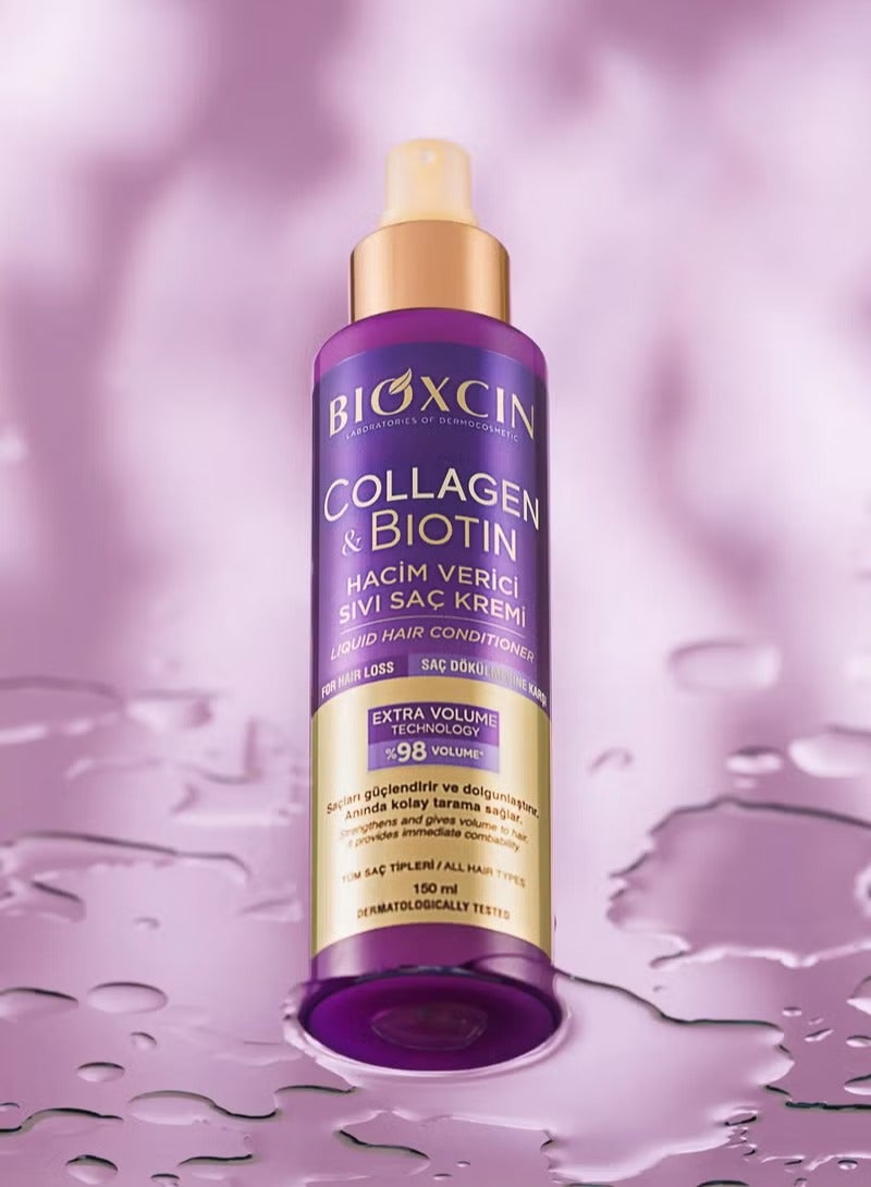 BIOXCIN COLLAGEN&BIOTIN VOLUMIZING LIQUID HAIR  CONDITIONER 150 ML - Image 3