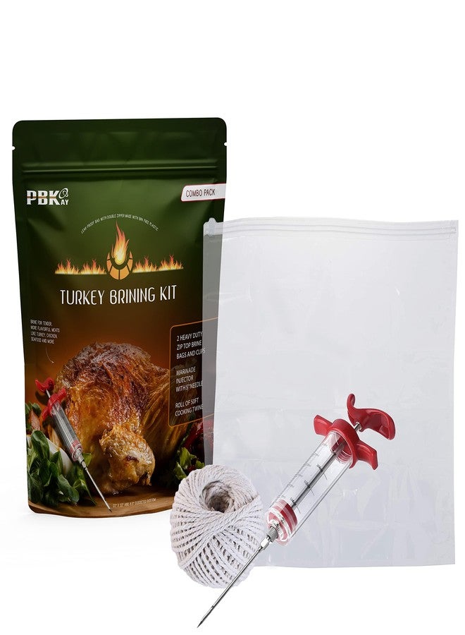 PBKay Large Turkey Brine Bags, Combo Pack - Marinade Injector - Roll cooking Twine - XL Heavy Duty Leakproof, Food grade BPA free - Image 1