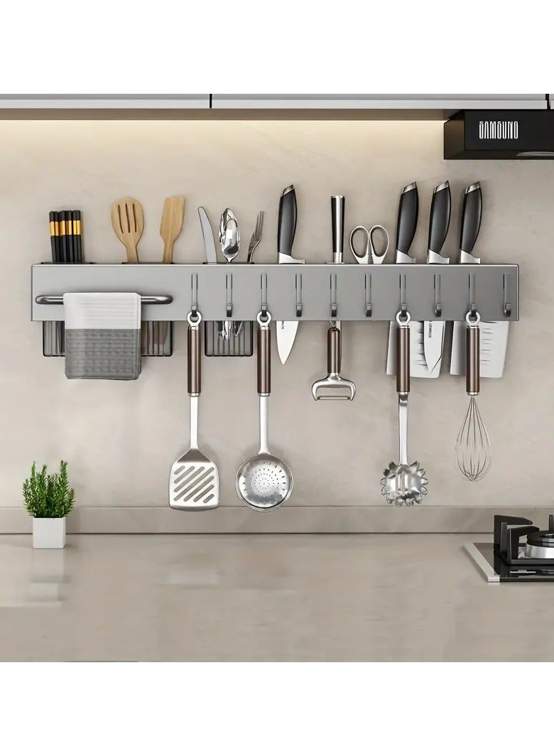 Premium Wall-Mounted Knife Storage Rack - Metal Kitchen Organizer With Hooks And Utensil Holder - Space-Saving, Durable Multifunctional Design For Chopsticks, Knives & Tools - Easy To Install - Image 5