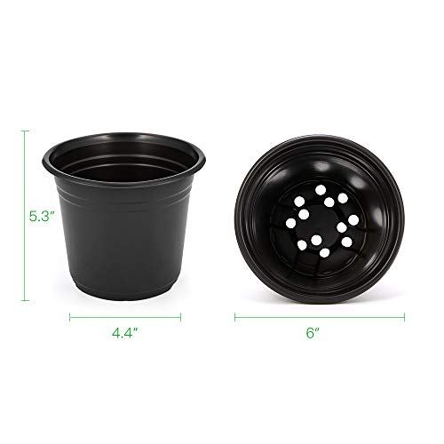 JERIA 100-Pack 0.5 Gallon Plant Nursery Pots, Plastic Pots for Flower Seedling, Flower Plant Container Seed Starting Pot, Come with 100 Pcs Plant Labels(Black) - Image 2
