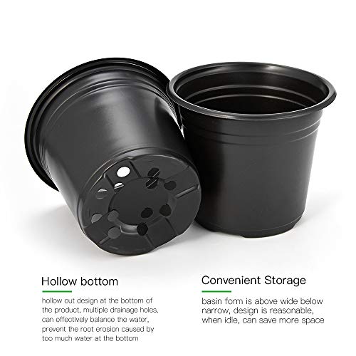 JERIA 100-Pack 0.5 Gallon Plant Nursery Pots, Plastic Pots for Flower Seedling, Flower Plant Container Seed Starting Pot, Come with 100 Pcs Plant Labels(Black) - Image 4
