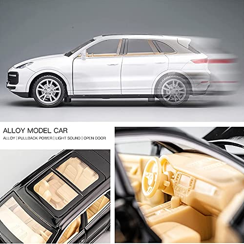 Coelon 1:32 Diecast Metal Car Model Caynen Cars for Kids Pull Back Openable Doors with Light Sound, Black - Image 5