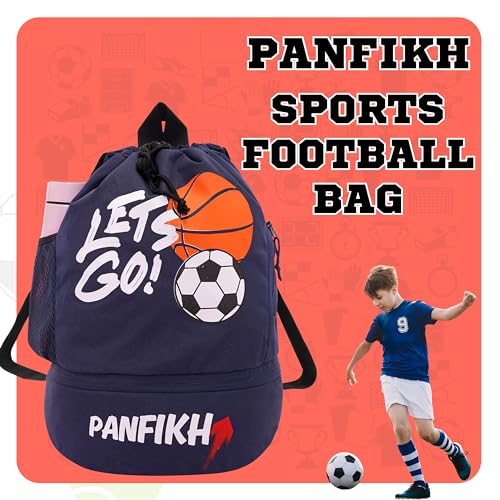 PANFIKH Sports Football Kit Bag with Drawstring Closure Football Kit Basketball Volleyball Gym Bags for Youth Kids - Accessories Backpack - (Blue) - Image 2