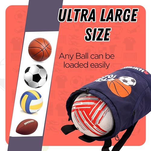 PANFIKH Sports Football Kit Bag with Drawstring Closure Football Kit Basketball Volleyball Gym Bags for Youth Kids - Accessories Backpack - (Blue) - Image 4
