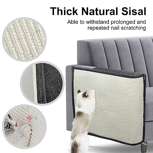 Oroonoko Upgraded Cat Scratch Furniture Couch Protector with 27.6’‘L*19.6’‘W Natural Sisal for Protecting Large Area Couch Sofa Chair,Couch Corner Cat Scratcher(Dark Grey/Right Handed) - Image 3