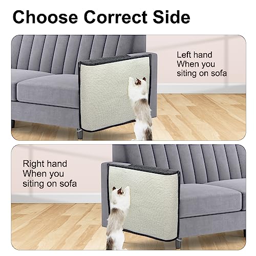 Oroonoko Upgraded Cat Scratch Furniture Couch Protector with 27.6’‘L*19.6’‘W Natural Sisal for Protecting Large Area Couch Sofa Chair,Couch Corner Cat Scratcher(Dark Grey/Right Handed) - Image 4