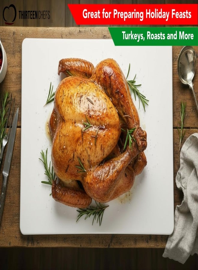 Thirteen Chefs Commercial Large Plastic Cutting Board 20 x 15 Inch - 1/2" Thick White HDPE Poly, Approved for Restaurants and Food Service - Image 3