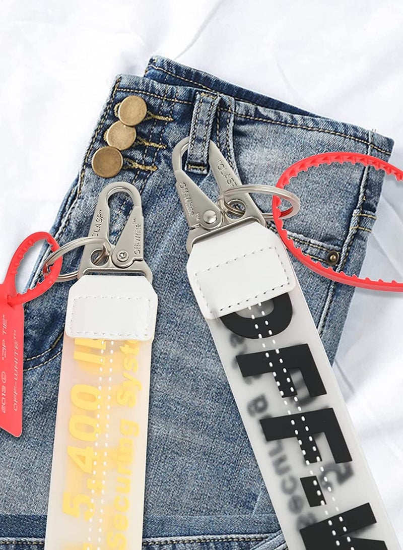 SYOSI Lanyard Keychain, Unisex Cool Wrist Lanyard, Key Chain can Hang Key, Wallet, Jeans Decoration, Office Badge Fashionable Rubber Industrial Belt Office Badge Holder Mobile Phone Lanyard Black  - Image 4
