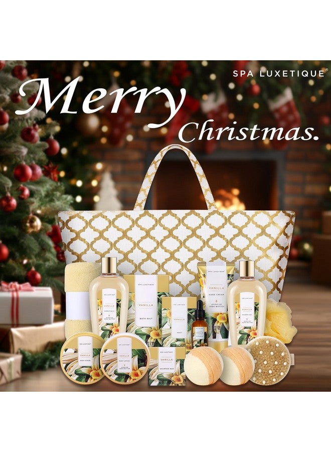 spa luxetique Spa Luxetique Gift Baskets for Women,15 Pcs Vanilla Spa Gifts for Women, Gifts for Women with Bubble Bath, Bath Salt, Bath Bombs Christmas Gift Baskets With Tote Bag, Spa Baskets for Women Gift  - Image 2