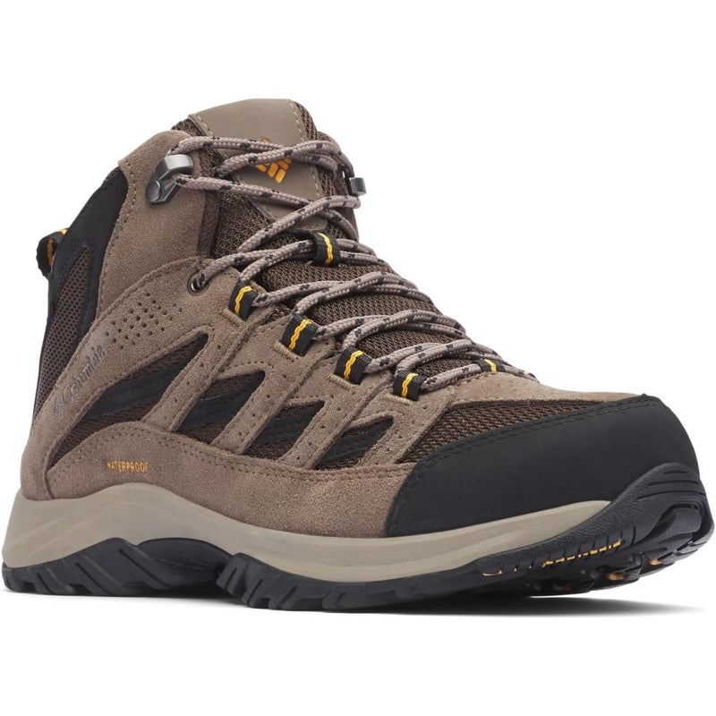 Columbia CRESTWOOD MID WATERPROOF mens Hiking Shoe for outdoor trails, waterproof suede and mesh upper, black color, lightweight cushioning and all-terrain traction - Image 1