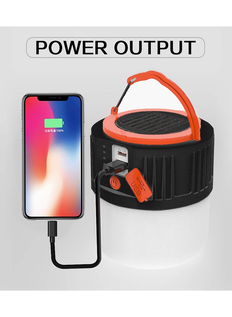 Rechargeable Solar Camping Lights, LED Portable Outdoor Flashlight Security Emergency Light Power Bank 6 Modes Waterproof Searchlight for Hiking Fishing Outage Power Cuts(Black) - Image 5