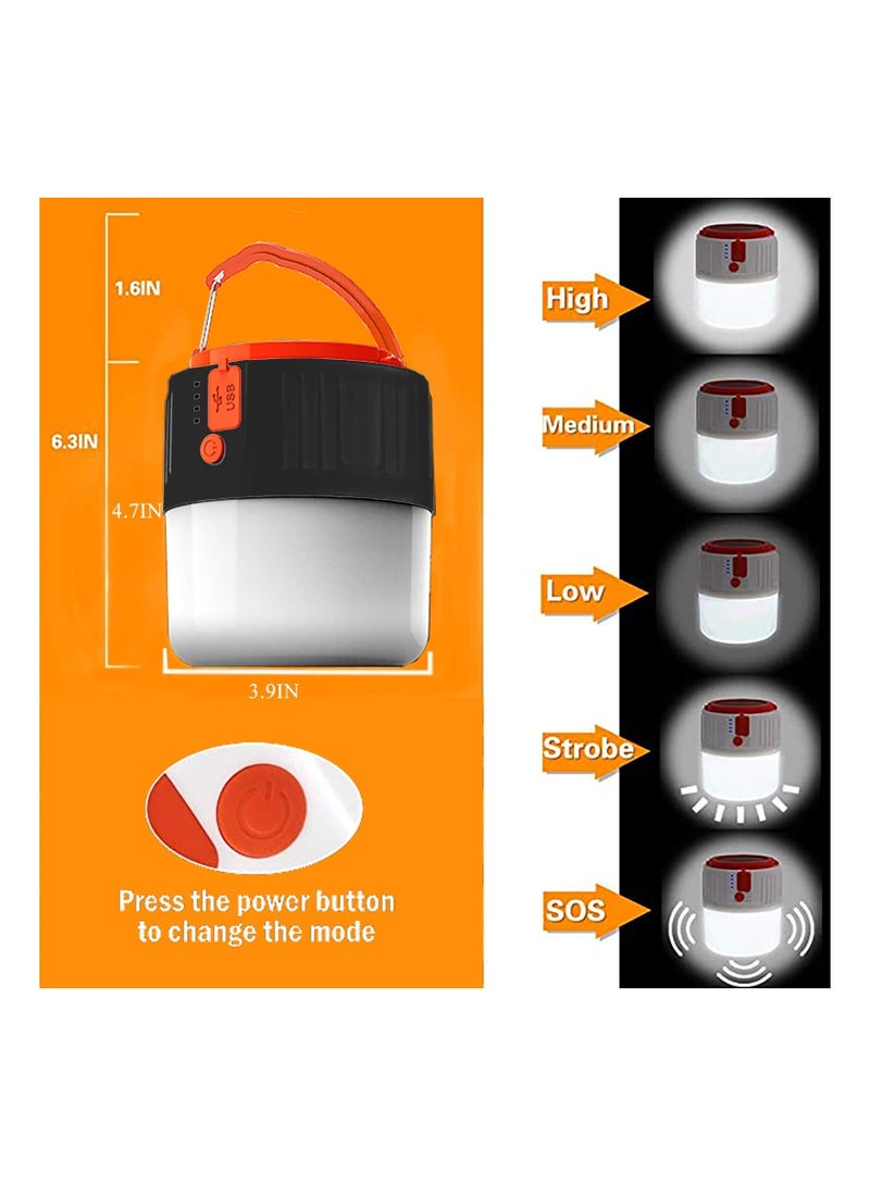 Rechargeable Solar Camping Lights, LED Portable Outdoor Flashlight Security Emergency Light Power Bank 6 Modes Waterproof Searchlight for Hiking Fishing Outage Power Cuts(Black) - Image 4