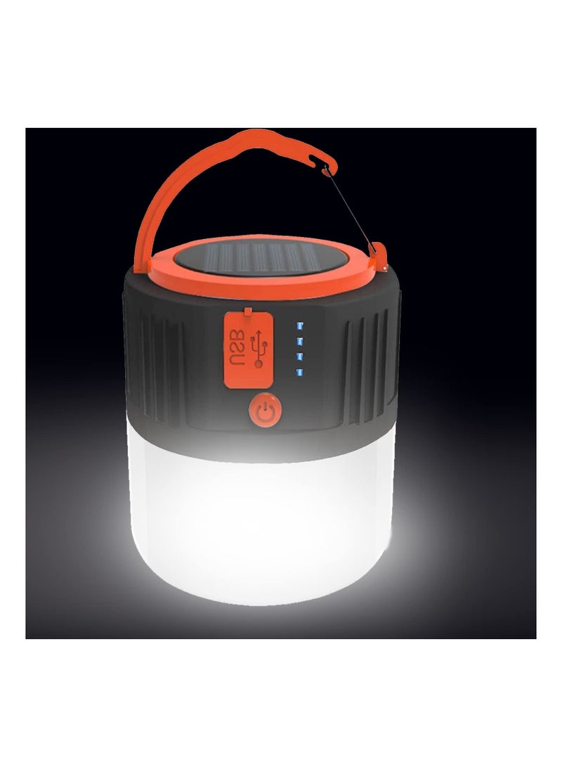 Rechargeable Solar Camping Lights, LED Portable Outdoor Flashlight Security Emergency Light Power Bank 6 Modes Waterproof Searchlight for Hiking Fishing Outage Power Cuts(Black) - Image 1