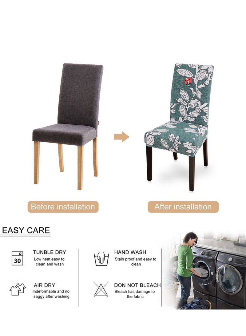 Excefore طقم أغطية كراسي غرفة الطعام، سهلة التركيب، أغطية كراسي بارسونز القابلة للتمدد تناسب بشكل ممتاز، غطاء واقي قابل للإزالة والغسل لكراسي المطبخ لغرفة الطعام، الولائم، الفنادق، والمراسم (أخضر) - Image 5