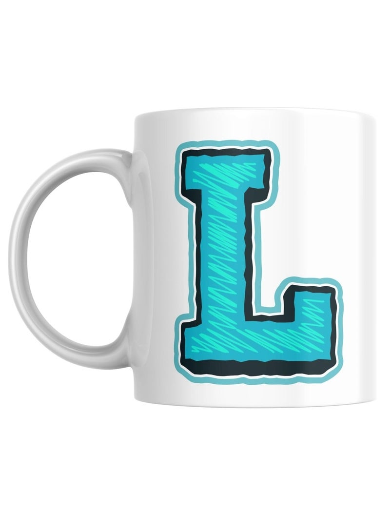 Decorative Letter Coffee Mug With Alphabet Initials L Printed on Front Side, Gift for Man or Woman, Colleague, Friend, Sister, Brother, For Birthday, Home, Office