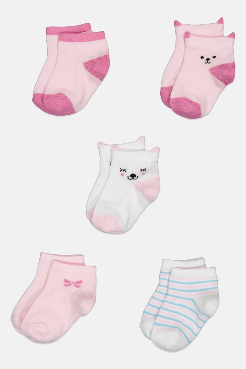 Joe Boxer Toddlers Girl 5 Pairs Graphic Print Ankle Socks, Multicolor - Image 3