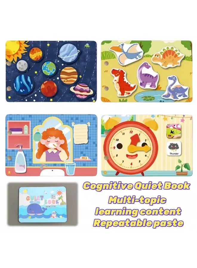 Reusable Busy Book with Self Stick Pages for Kids Ages 3 8 Blue Model OP JYBB Educational Activity Book for STEM Literacy Skills - Image 4