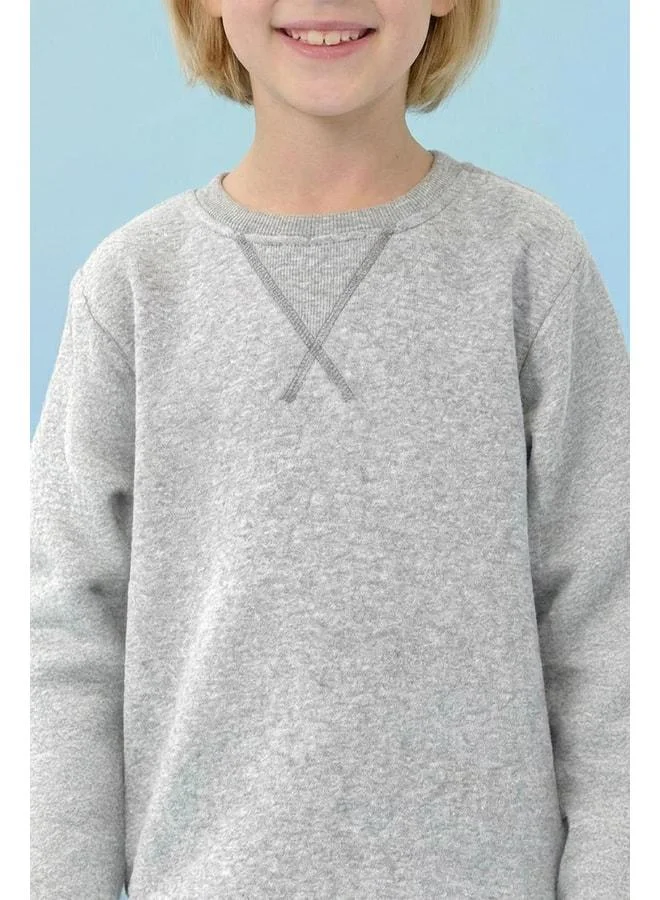 Perendi Unisex Basic Crew Neck Sherpa Winter Sweatshirt.