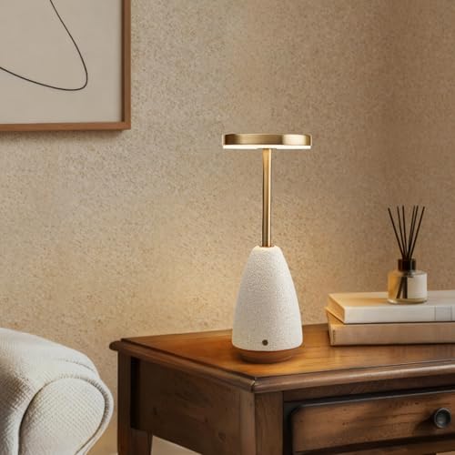 RONDURE 11.0" Ceramic Cordless Table Lamp, Portable Rechargeable Table lamp, Touch Dimmable Warm Ambient Lighting for Living Room, Bedroom, Dining Room, Fast Charging & Long Lasting - Image 4