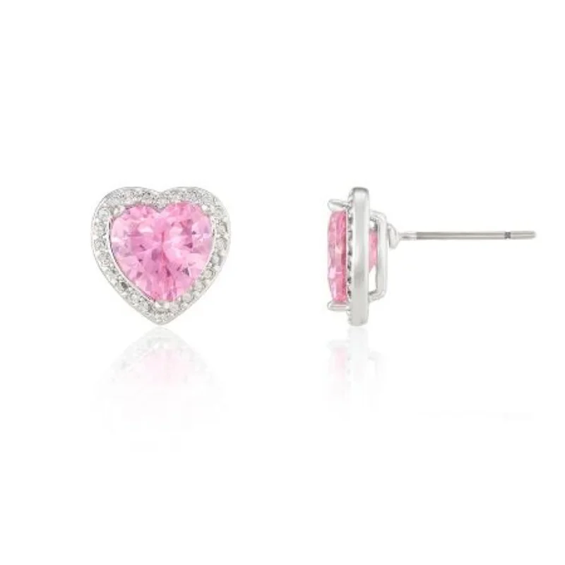 باكلي لندن BUCKLEY LONDON THE CARAT COLLECTION - PINK SPARKLE HEART EARRINGS