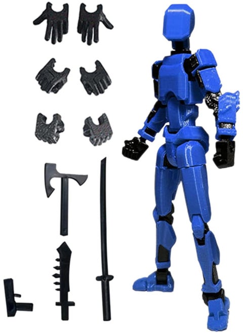Multi-joint Movable Figure Hand Board Lucky 13 Doll Full Body Activity Robot Decompression To Play Artifact-Color:Three Generations Of Blue Bags 58g