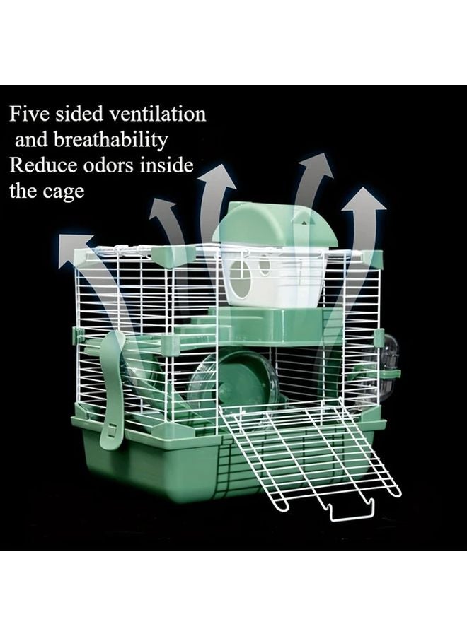 Blue Small Castle Luxury Hamster Cage Extra Large Space Villa Double Layer Complete Accessories - Image 2