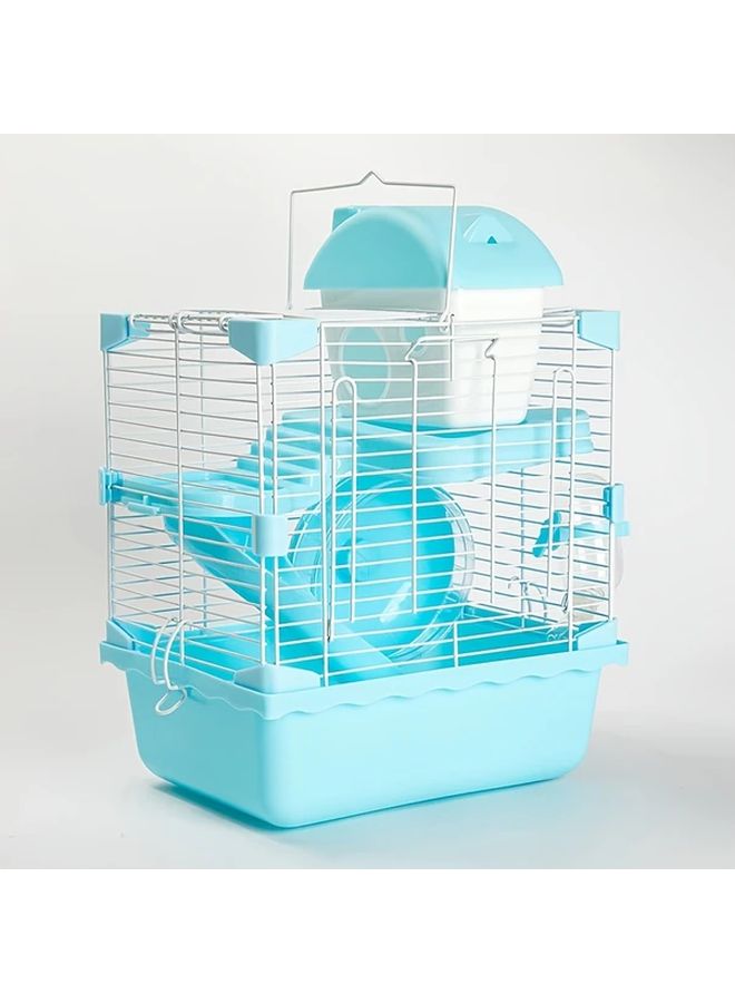 Blue Small Castle Luxury Hamster Cage Extra Large Space Villa Double Layer Complete Accessories - Image 1