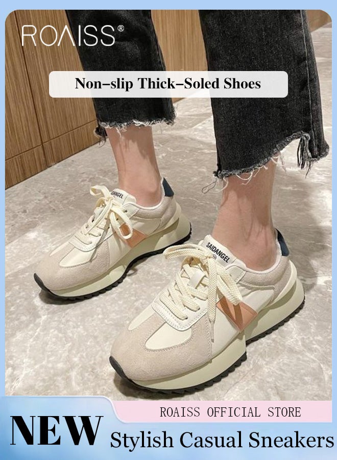 رويس أحذية رياضية كاجوال برباط علوي للنساء مريحة وناعمة ونعل سميك أحذية جري للفتيات والطالبات متعددة الاستخدامات للارتداء اليومي وغير قابلة للانزلاق وخفيفة الوزن وقابلة للتنفس - Image 1