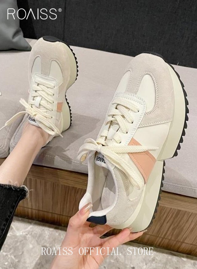 رويس أحذية رياضية كاجوال برباط علوي للنساء مريحة وناعمة ونعل سميك أحذية جري للفتيات والطالبات متعددة الاستخدامات للارتداء اليومي وغير قابلة للانزلاق وخفيفة الوزن وقابلة للتنفس - Image 2