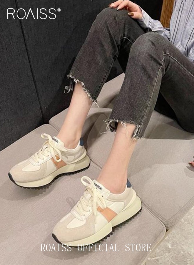 رويس أحذية رياضية كاجوال برباط علوي للنساء مريحة وناعمة ونعل سميك أحذية جري للفتيات والطالبات متعددة الاستخدامات للارتداء اليومي وغير قابلة للانزلاق وخفيفة الوزن وقابلة للتنفس - Image 4