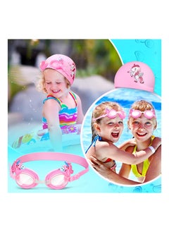 SYOSI Kids Swim Cap Swimming Goggles Toddler Swimming Cap with Ear Plugs Waterproof Kids Cloth Bathing Cap Goggles for Children Girls Age 3-12 Lovely Cute Cartoon  - Image 3