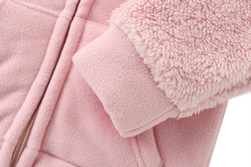 YAGATA YAGTA Girls Jacket Toddler Fleece Jacket Warm Girls Fleece Jacket Toddler Boy Winter Coat Fleece Jacket Kids Pink 5-6 Years 130 - Image 4