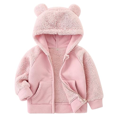 YAGATA YAGTA Girls Jacket Toddler Fleece Jacket Warm Girls Fleece Jacket Toddler Boy Winter Coat Fleece Jacket Kids Pink 5-6 Years 130 - Image 1