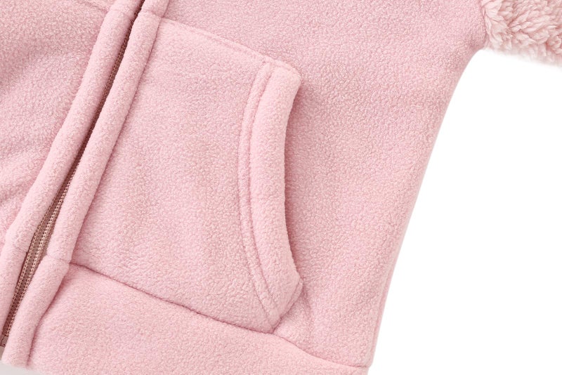 YAGATA YAGTA Girls Jacket Toddler Fleece Jacket Warm Girls Fleece Jacket Toddler Boy Winter Coat Fleece Jacket Kids Pink 5-6 Years 130 - Image 5