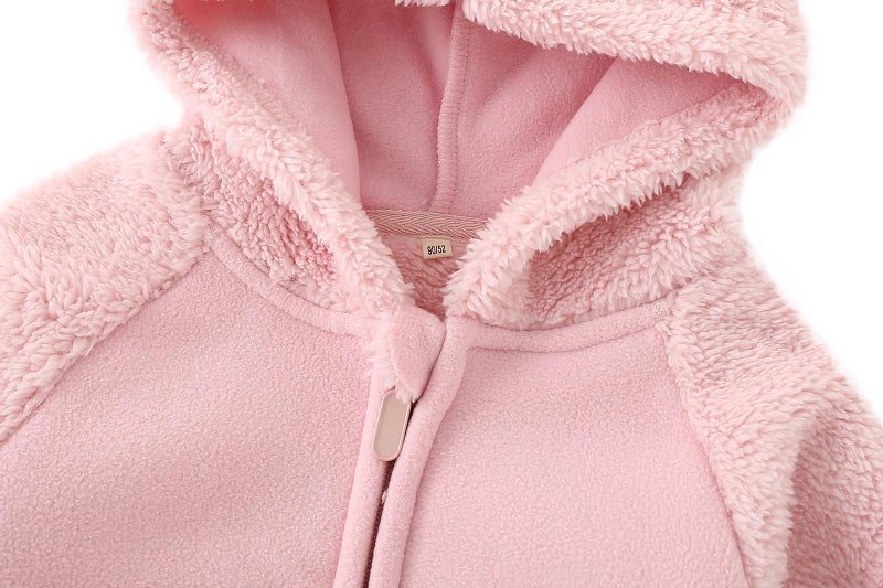YAGATA YAGTA Girls Jacket Toddler Fleece Jacket Warm Girls Fleece Jacket Toddler Boy Winter Coat Fleece Jacket Kids Pink 5-6 Years 130 - Image 3