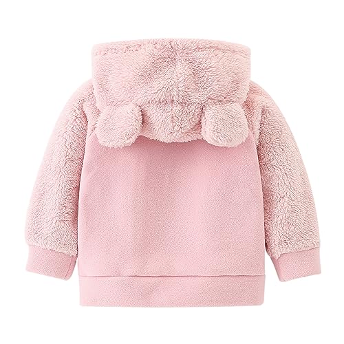 YAGATA YAGTA Girls Jacket Toddler Fleece Jacket Warm Girls Fleece Jacket Toddler Boy Winter Coat Fleece Jacket Kids Pink 5-6 Years 130 - Image 2