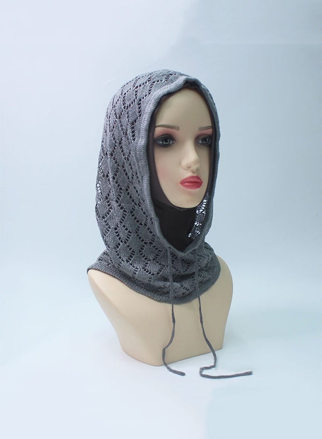 Openwork Knit Hat with Neck Warmer - Image 5