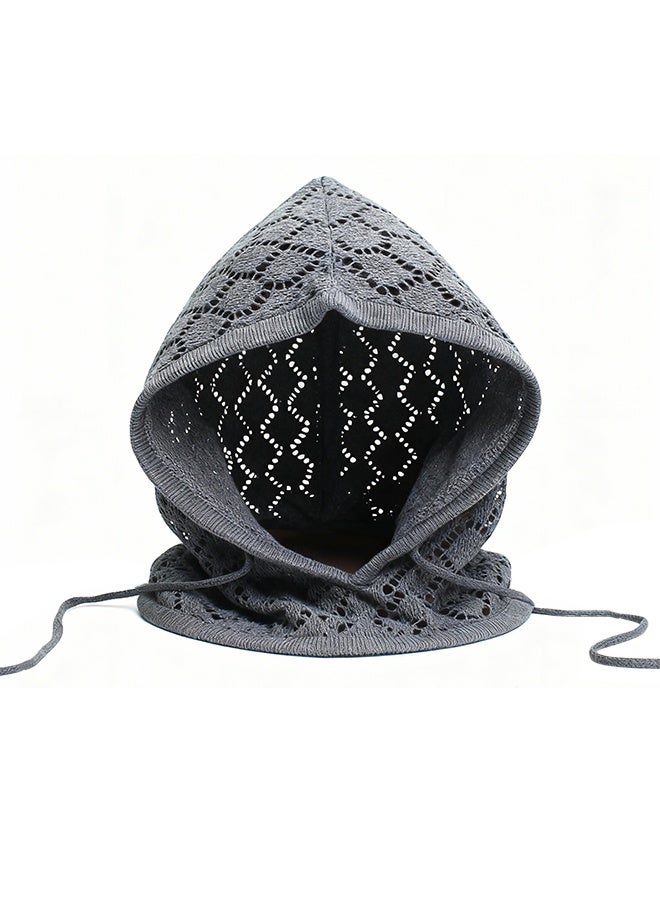 Openwork Knit Hat with Neck Warmer - Image 1