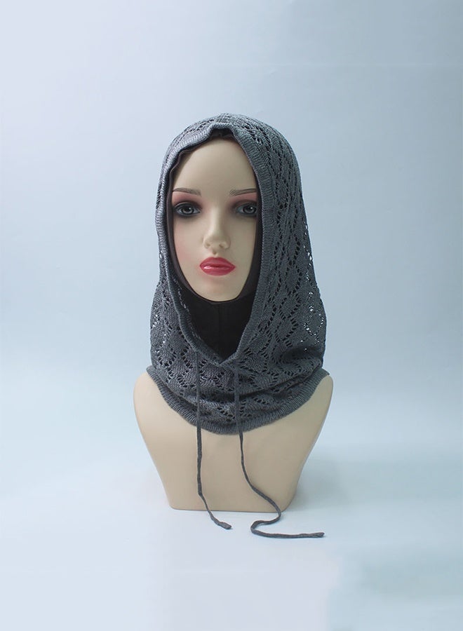 Openwork Knit Hat with Neck Warmer - Image 4