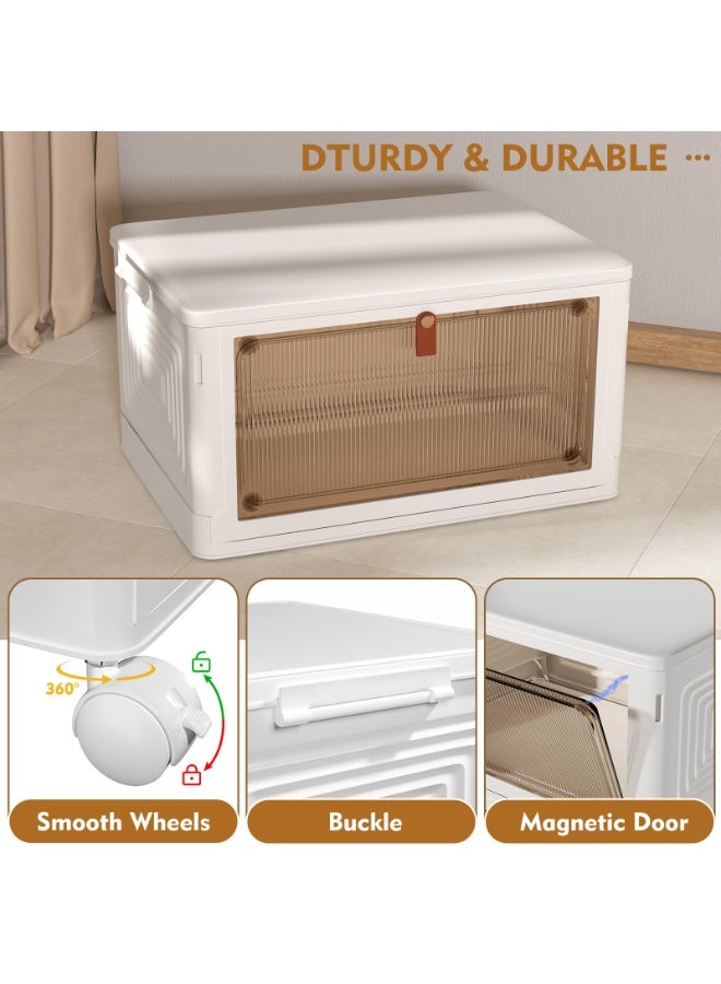 دولاب مع 4 أدراج، برج تخزين، حاويات تخزين قابلة للتكديس مع عجلات – صناديق تخزين قابلة للطي للمنزل والمكتب وغرف النوم، متعددة الاستخدامات، سهلة التركيب، متينة وموفرة للمساحة - Image 5