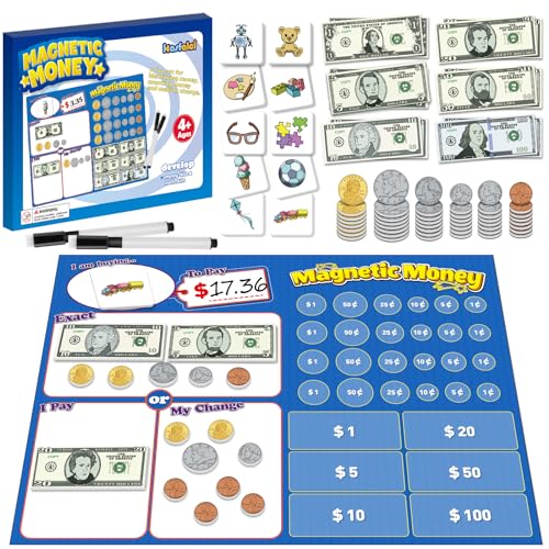 Kasfalci 60 PCS Magnetic Money for Kids for Learning Math Manipulatives Learning Education Toys for Classroom Pretend Play Math Games for Toddler Teacher and Homeschool Supplies - Image 1
