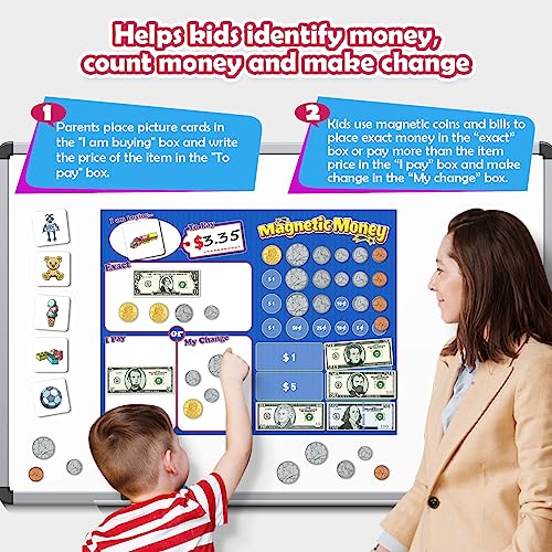 Kasfalci 60 PCS Magnetic Money for Kids for Learning Math Manipulatives Learning Education Toys for Classroom Pretend Play Math Games for Toddler Teacher and Homeschool Supplies - Image 5